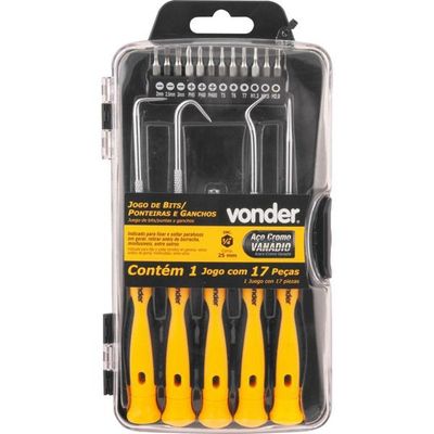 Bits-ponteira + Ganchos Com 17 Peças - Vonder