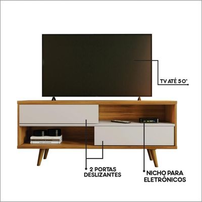 Rack Para Sala Tv Até 50" Nt1180 Freijó/Off White