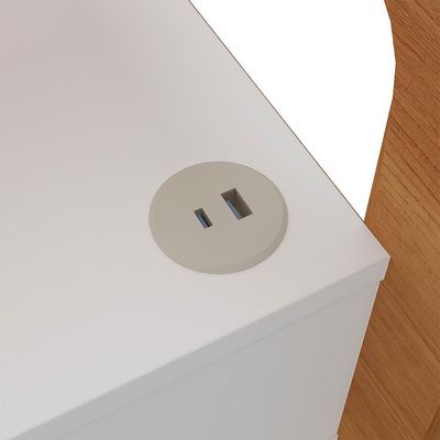 Mesa de Cabeceira Theo com USB 1 GV Off White e Cinamomo