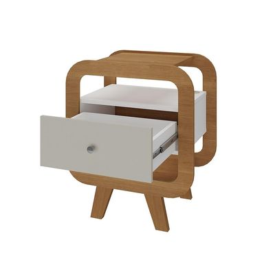 Mesa de Cabeceira Theo com USB 1 GV Off White e Cinamomo