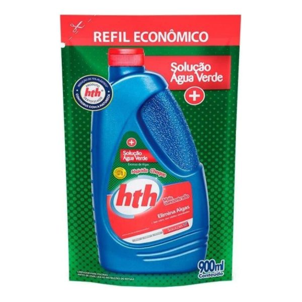 HTH Solução Água Verde Algicida Choque Refil 900ml