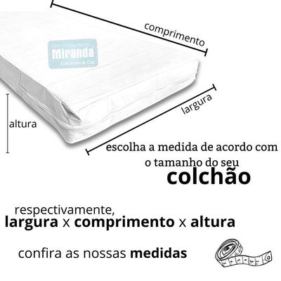 Capa Colchão Solteiro Impermeável Hospitalar Com Zíper - Branca 88x188x18cm