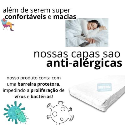 Capa Colchão Solteiro Impermeável Hospitalar Com Zíper - Branca 88x188x18cm