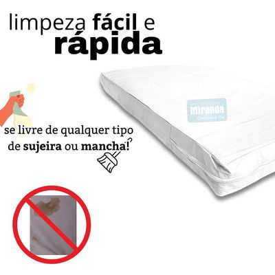 Capa Colchão Solteiro Impermeável Hospitalar Com Zíper - Branca 88x188x18cm