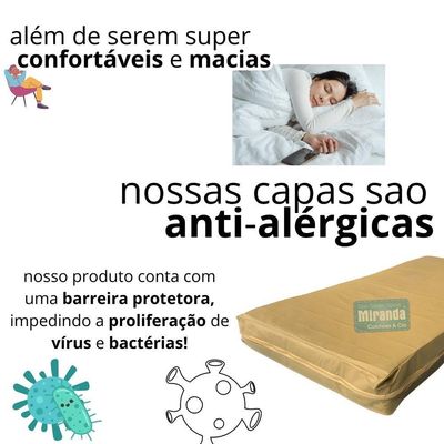 Capa Colchão Solteiro Impermeável Hospitalar Com Zíper - Bege 88x188x20cm