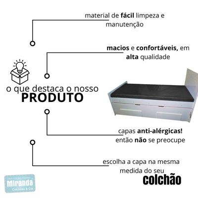 Capa Colchão Solteiro Impermeável Hospitalar Com Zíper - Cinza 78x188x16cm