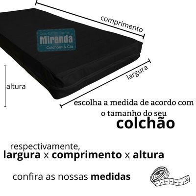 Capa Colchão Solteiro Impermeável Hospitalar Com Zíper - Preta 78x188x18cm