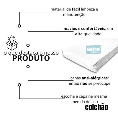 Capa Colchão Solteiro Impermeável Hospitalar Com Zíper - Branca 78x188x12cm