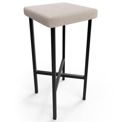 Banqueta Alta Bar Cozinha Sala De Jantar Preto Stella L02 Bouclê Creme - Lyam Decor
