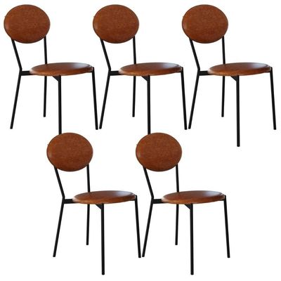Kit 05 Cadeiras Estofada Para Sala De Jantar Azuri Preto C01 Courino Caramelo - Lyam Decor