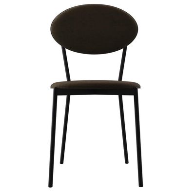 Kit 05 Cadeiras Estofada Para Sala De Jantar Azuri Preto C01 Veludo Marrom Sand - Lyam Decor