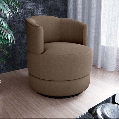 Poltrona Giratória Para Descanço Com Base De Metal Marselha Matrix Boucle Marrom