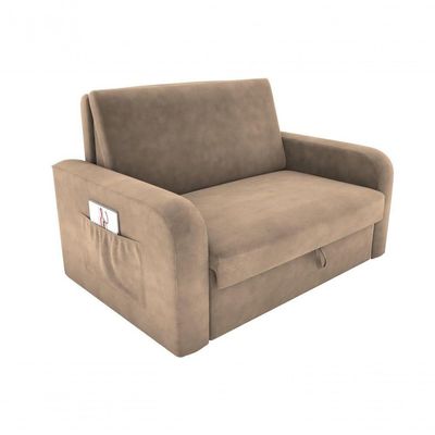 Sofá Cama 2 Lugares Compacto Com Baú 145 Larg Daiane Matrix Suede Bege
