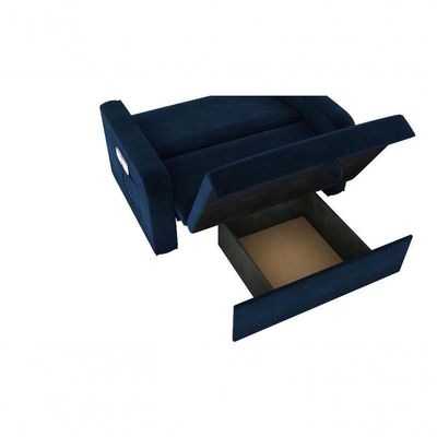 Sofá Cama 2 Lugares Compacto Com Baú 145 Larg Daiane Matrix Veludo Azul