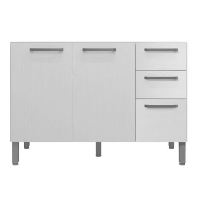 Balcao 3 Portas C/ 2 Gaveteiro 1,20 Mad Firenze C/ Tampo Branco Supremo