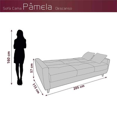 Sofá Cama Casal Premium 3 Lugares Com Baú 2,08 Larg Pamela Matrix Veludo Cinza