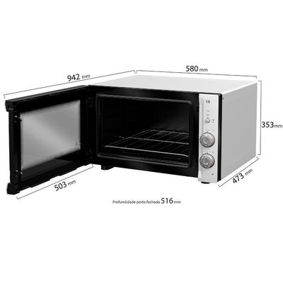 Forno Elétrico De Bancada Mueller 50L E Vidro Duplo 110V.