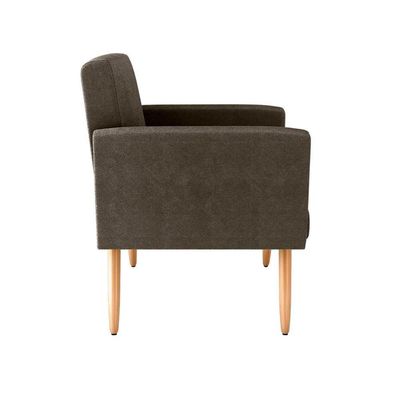 Kit 2 Poltronas Decorativas E Puff Decorativo Pés Palito Dallas Matrix Veludo Turkey Marrom