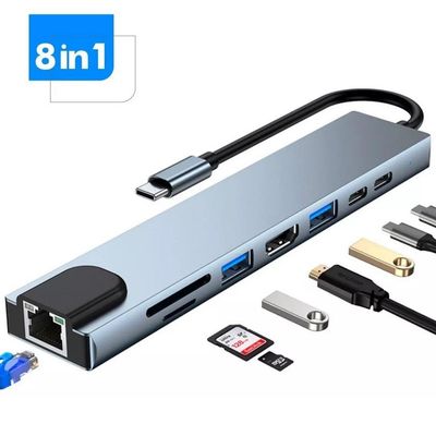 Hub Dock Station Usb Type-C  10Gbps 8X1 Hdmi 4k Lan Usb 3.0 Leitor SD