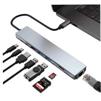 Hub Dock Station Usb Type-C  10Gbps 8X1 Hdmi 4k Lan Usb 3.0 Leitor SD