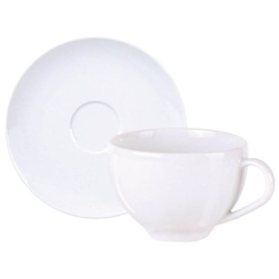 Conjunto Xícara e Pires de Chá 250ml Porcelana Tramontina Maria Augusta Branco Mesa Posta