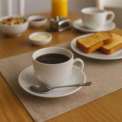 Conjunto Xícara e Pires de Chá 250ml Porcelana Tramontina Maria Augusta Branco Mesa Posta