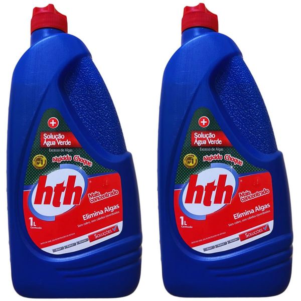 Algicida Choque Solução Água Verde Hth 01 Lt Kit 02 Und