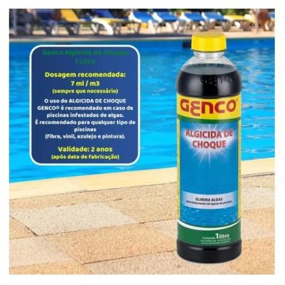 Kit 12 Un Algicida Choque Água Verde 01 Lt Genco