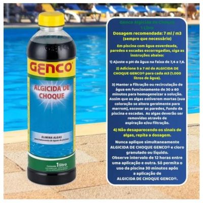 Kit 12 Un Algicida Choque Água Verde 01 Lt Genco