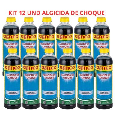 Kit 12 Un Algicida Choque Água Verde 01 Lt Genco