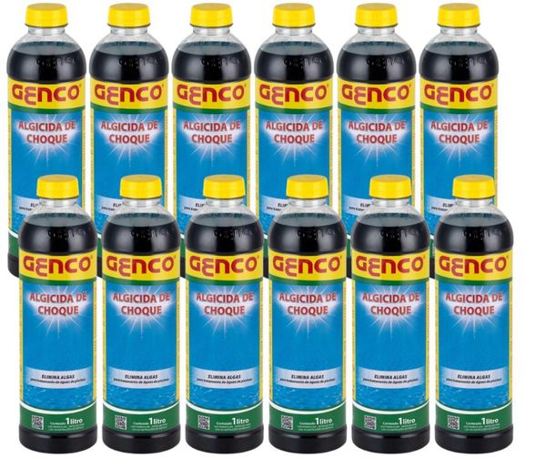 Kit 12 Un Algicida Choque Água Verde 01 Lt Genco