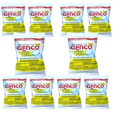 Kit 10 Pastilha Genco Cloro 3x1 Tripla Ação 200g P/ Piscina
