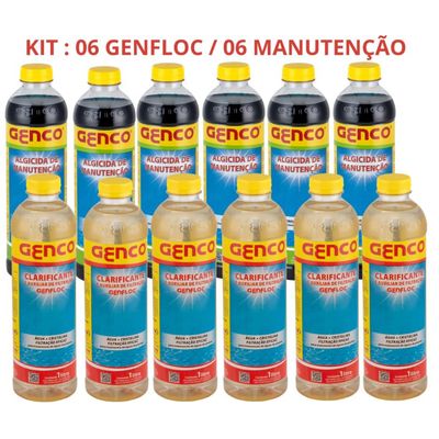 Kit 6 Algicida De Manutenção 6 Clarificante Genfloc Genco 1l