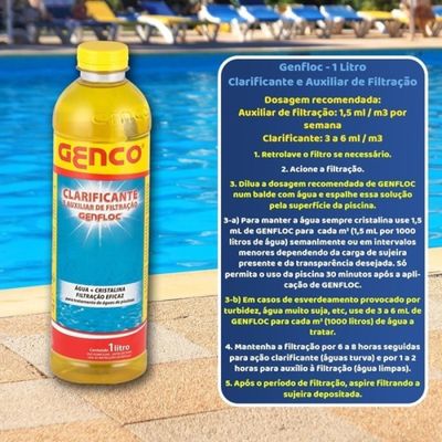 Kit 6 Algicida De Manutenção 6 Clarificante Genfloc Genco 1l