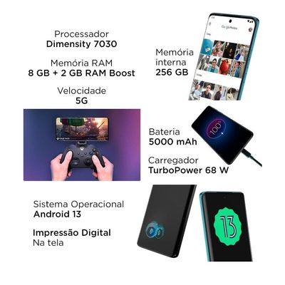 "Smartphone Motorola Edge 40 Neo 5G Peach Fuzz 256GB 8GB RAM Tela de 6.55"", Câmera Traseira Dupla, Android 13 e Processador Dimensity 7030 Octa-Core"