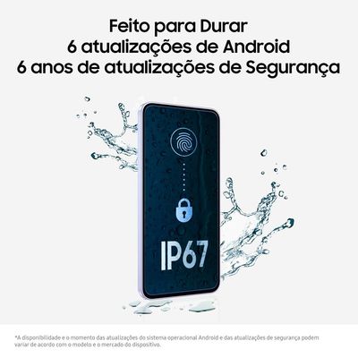 Smartphone Samsung Galaxy A36 5G Violeta 128GB, 6GB RAM, Câmera Tripla até 50MP, Tela Super AMOLED 6.7", IP67, NFC, Recursos AI e Snapdragon 6 Gen 3
