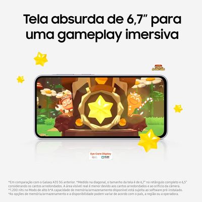 Smartphone Samsung Galaxy A36 5G Violeta 128GB, 6GB RAM, Câmera Tripla até 50MP, Tela Super AMOLED 6.7", IP67, NFC, Recursos AI e Snapdragon 6 Gen 3