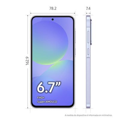 Smartphone Samsung Galaxy A36 5G Violeta 128GB, 6GB RAM, Câmera Tripla até 50MP, Tela Super AMOLED 6.7", IP67, NFC, Recursos AI e Snapdragon 6 Gen 3