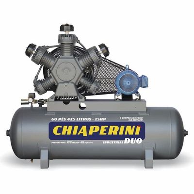 Compressor De Ar Tri Fechado Contínuo 15hp 425l Chiaperini