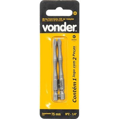 Bits De Torção S2 1-4 N. 2 75mm Com 2 Peças Vonder