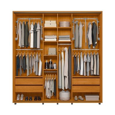 Guarda Roupa Monet 100% Mdf Com Espelho 2 Porta De Correr Com Amortecimento 4 Gavetas Com Corrediças