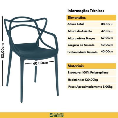 Kit 14 Cadeiras De Jantar Allegra Design Empilhável - Azul Marinho