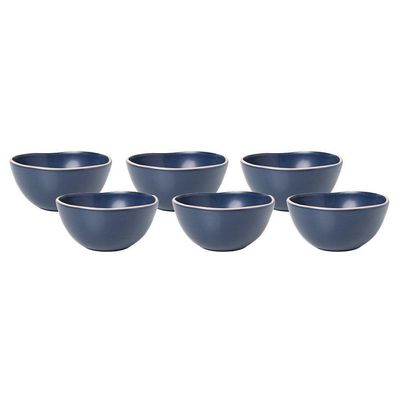 Jogo De Bowl Copa E Cia 6 Peças Vivant Em Cerâmica Azul