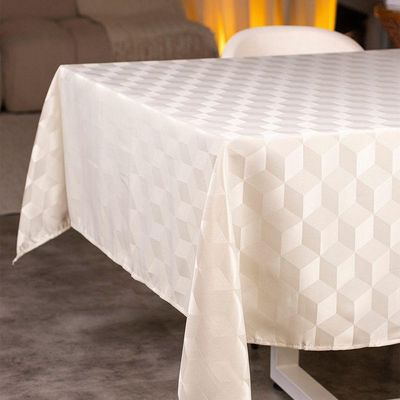 Toalha De Mesa Copa E Cia Versatile Aretha Quadrada 8 Lugares- 220 X 220 Cm Taupe
