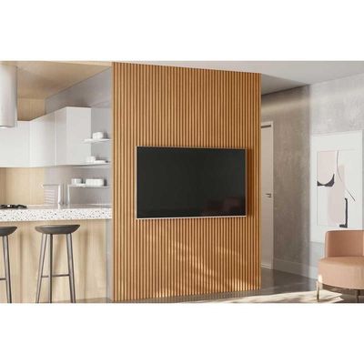 Painel p/ Lavabo até 75 Pol Modular 1.8 Ripado 180x250cm Nature Fosco - Linea Brasil