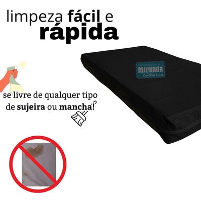 Capa Colchão Solteiro Impermeável Hospitalar Com Zíper - Preta 88x188x14cm