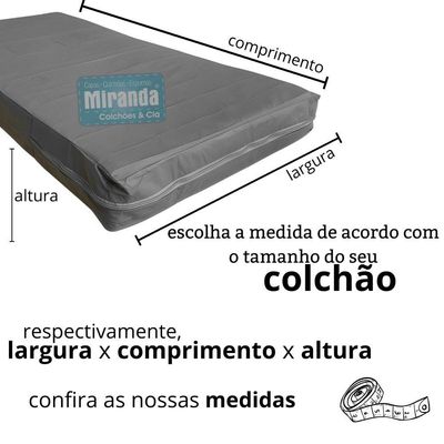 Capa Colchão Solteiro Impermeável Hospitalar Com Zíper - Cinza 78x188x20cm
