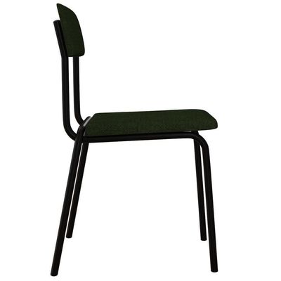 Kit 06 Cadeiras Estofada Para Sala De Jantar Sense Preto C01 Linho Verde Musgo - Lyam Decor