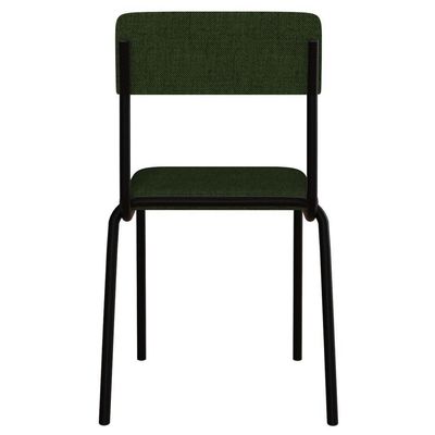 Kit 06 Cadeiras Estofada Para Sala De Jantar Sense Preto C01 Linho Verde Musgo - Lyam Decor