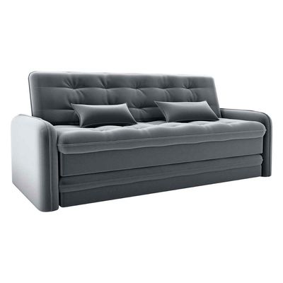 Sofá Cama Reclinável 3 Lugares Casal Com Bicama Auxiliar Madalena Matrix Veludo Cinza